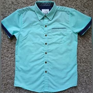 Craft + Flow Small Boy's Blue Short Sleeve Button Down Shirt
